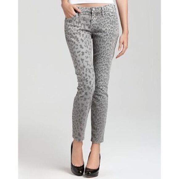 Current/Elliott ‘The Stiletto’ Jeans in Gray Leopard - Picture 1 of 8